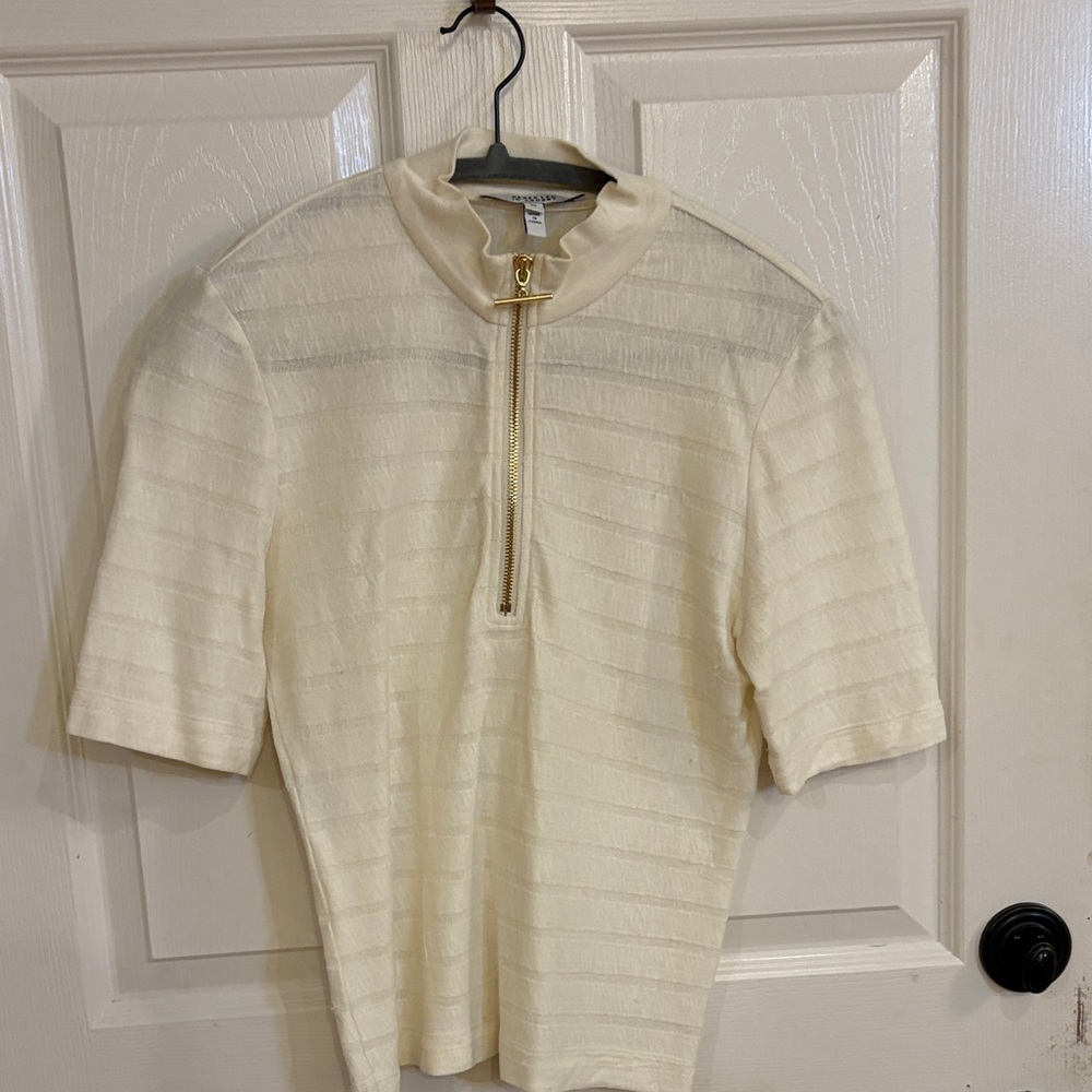 Derek Lam Cream Top with Gold Accent